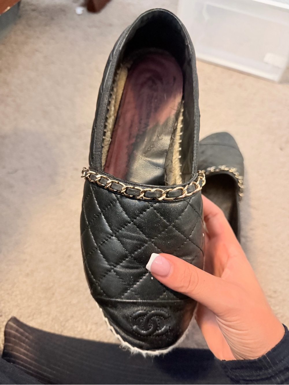 Chanel Quilted Black Leather Espadrilles - Picture 5 of 9